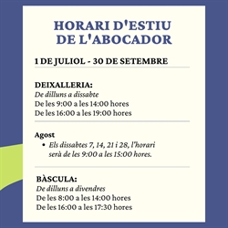 HORARI D'ESTIU DE L'ABOCADOR COMARCAL